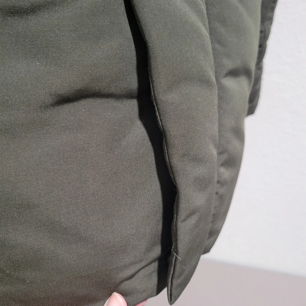 Sam Edelman Women's Faux Fur Lined Mid Puffer Coat Size M Green Removable Hood - Picture 5 of 16